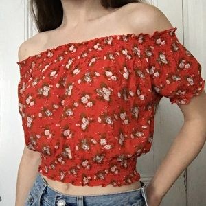Floral off-the-shoulder blouse